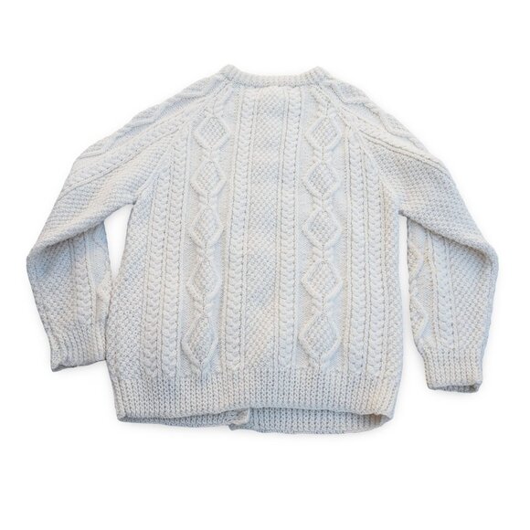 Pádraic O'Maille Traditional Wool Aran Cardigan Women's L / XL Made in Ireland - Picture 2 of 10